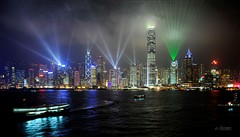 Laser light show Hong Kong Harbour