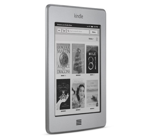 Kindle Touch e-reader: upright, angled to the right