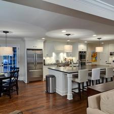 Transitional Family Room with stainless steel appliances