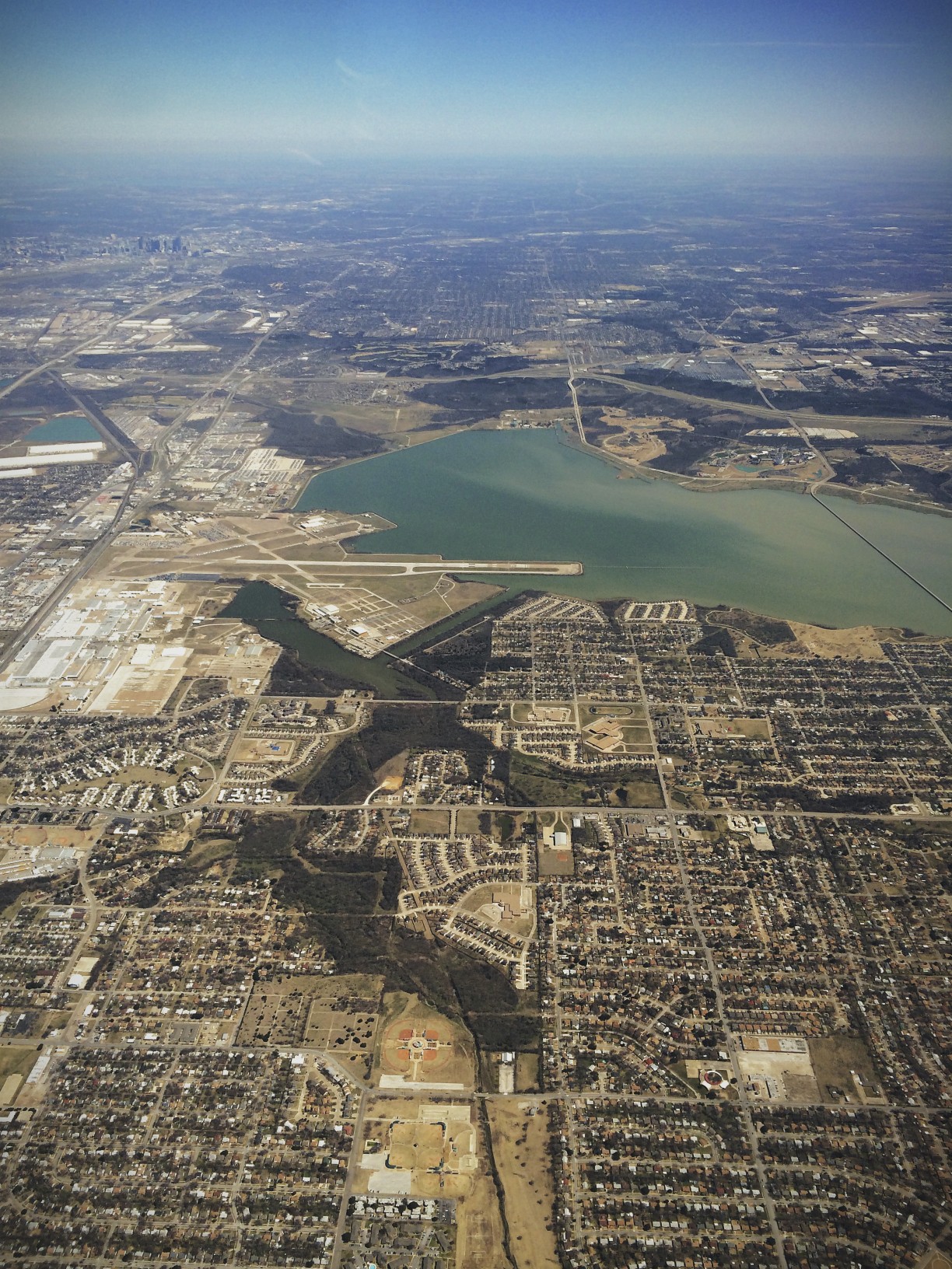 The view over Dallas as we approach our landing at Dallas/Fort Worth International Airport.