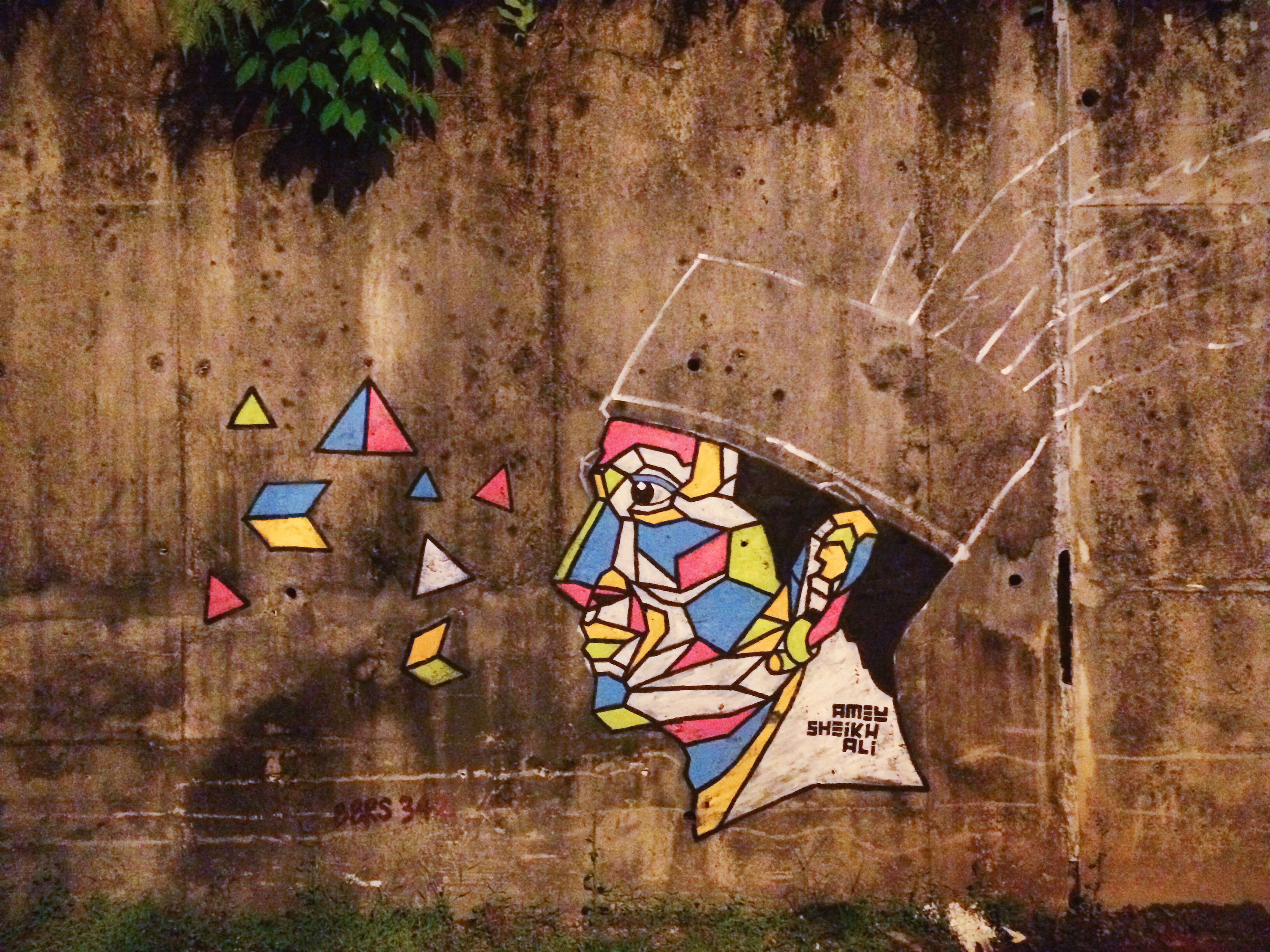 Street art on a wall in Kuching, Malaysia.