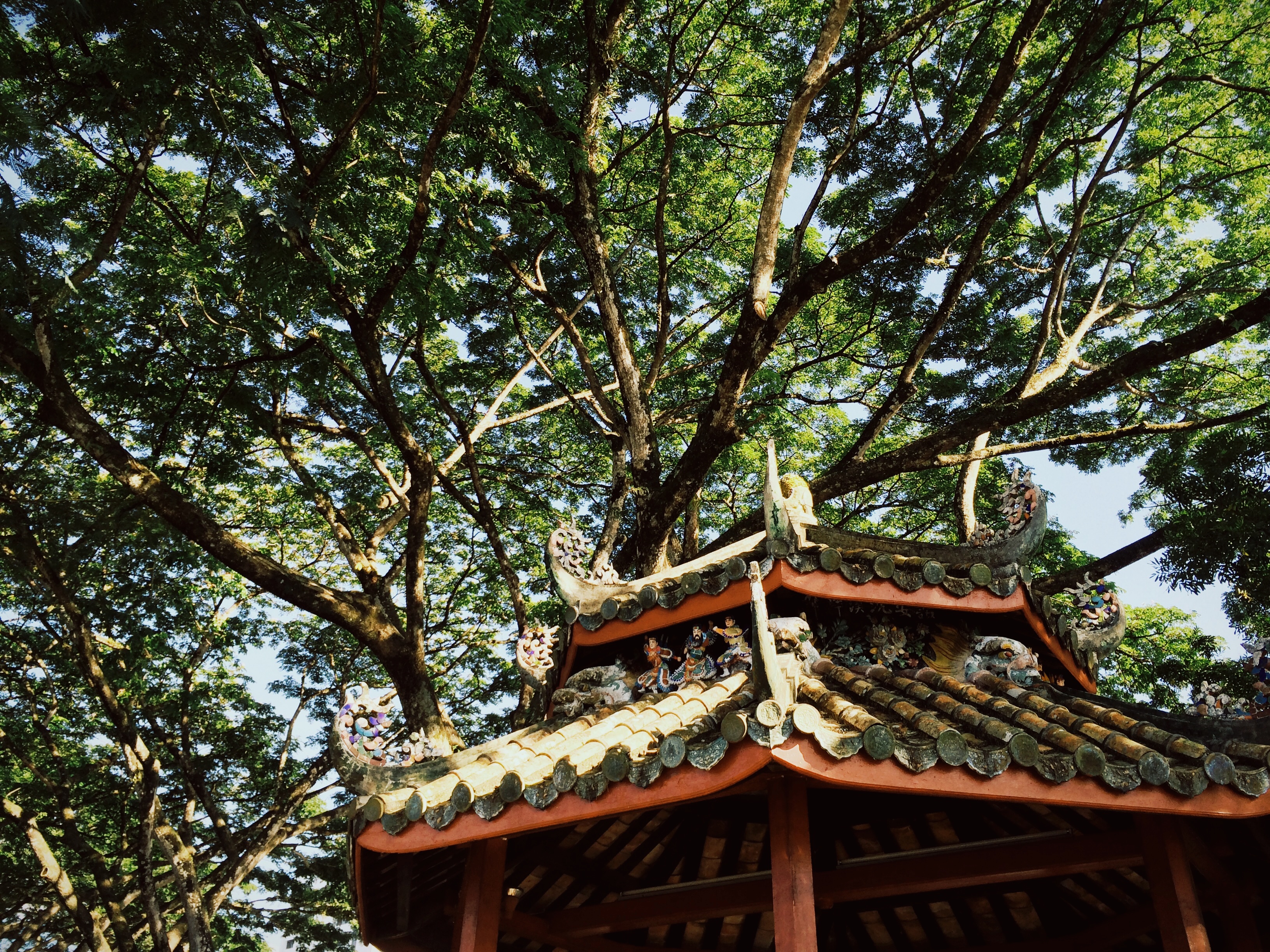 On a hot day, it was an easy choice to rest in the shade of this gazebo on the river promenade in Kuching, Malaysia.