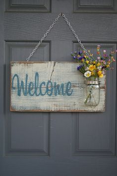 Hand Painted outdoor welcome Sign by Woodworks10 on Etsy, $40.00