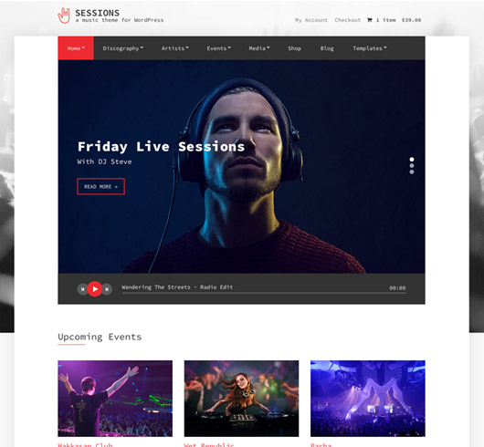 Screenshot of Music WordPress theme Sessions