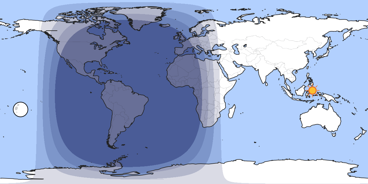 Map showing day and night parts of the world