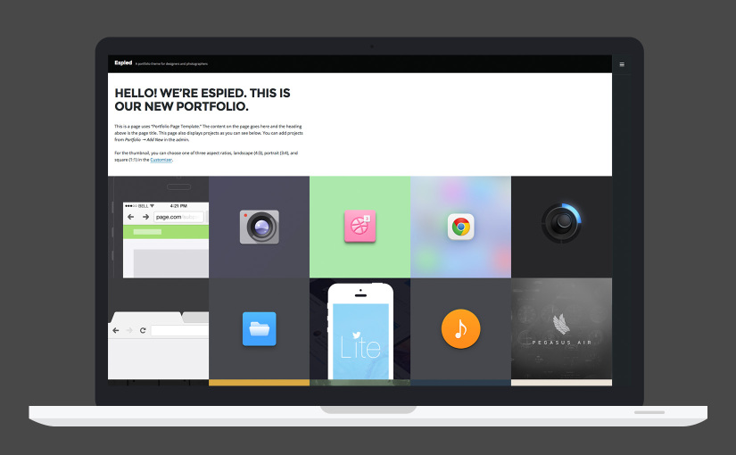Espied, a new portfolio theme is now available on WordPress.com