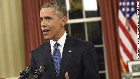 WASHINGTON, DC - DECEMBER 6: U.S. President Barack Obama addresses the country from the Oval Office on December 6, 2015 in Washington, DC. President Obama is addressing the terrorism threat to the United States and the recent attack in San Bernardino, California. (Photo by Saul Loeb-Pool/Getty Images)