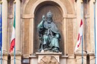 Bronze statue of Bolognese Pope Gregory XIII in Accursio Palace Bologna