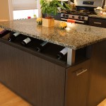 Kitchen island with wine shelf