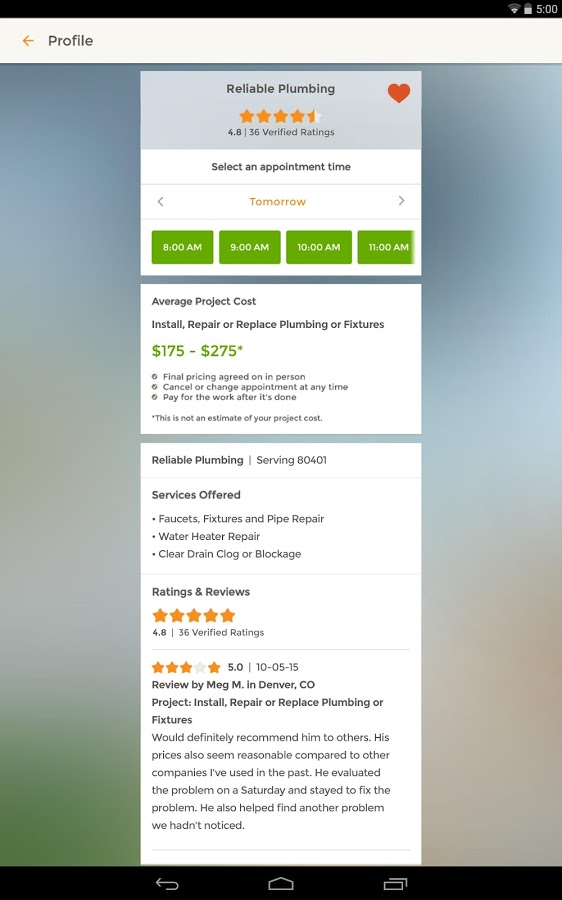    HomeAdvisor Home Contractors- screenshot  