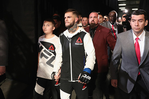 LAS VEGAS, NV - DECEMBER 30: Cody Garbrandt walks to the Octagon to face Dominick Cruz in their UFC bantamweight championship bout during the UFC 207 event on December 30, 2016 in Las Vegas, Nevada. 