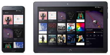 Phone and tablet on the albums screen