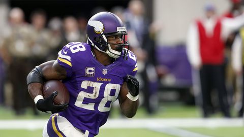 Minnesota Vikings running back Adrian Peterson runs with the ball during the second half of an NFL football game against the Indianapolis Colts Sunday, Dec. 18, 2016, in Minneapolis. (AP Photo/Charlie Neibergall)