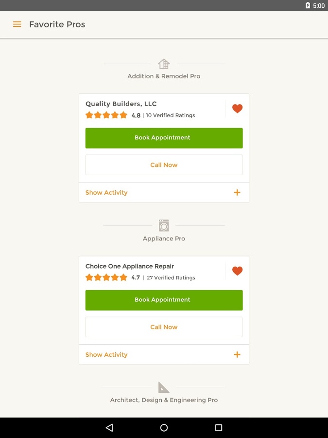    HomeAdvisor Home Contractors- screenshot  