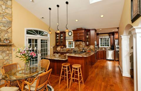 Traditional Dining Room with large eat in kitchen