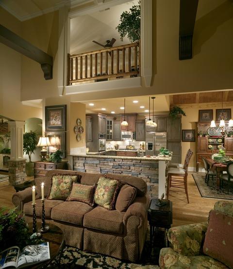 Transitional Family Room with stainless steel appliances