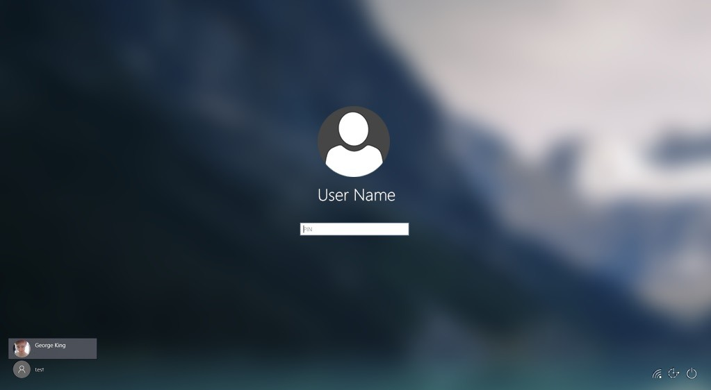 Windows 10 login screen