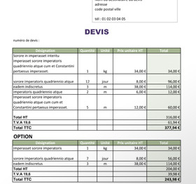 Modèle de devis