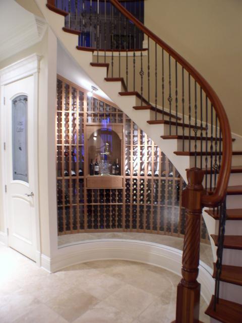 Transitional Wine Cellar with temperature regulated wine storage