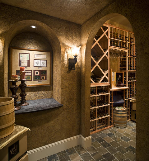 Tuscan Wine Cellar with slate tile floor