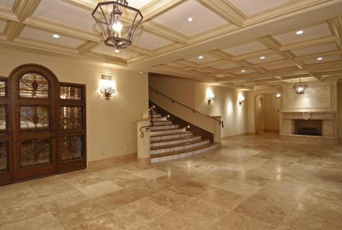 French Basement with elegant wrought iron china cabinet doors