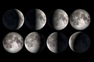 Illustration showing all the different Moon phases next to one another