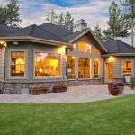 Family home with patio and landscaping in the summer