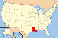 Map of the United States highlighting Louisiana