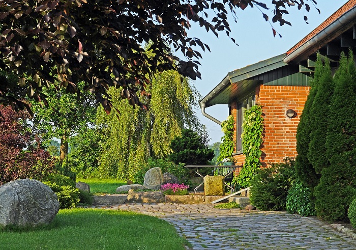 landscaped front garden of home