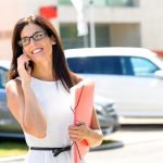 Woman on phone outdoors