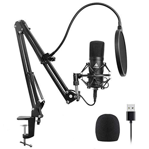 USB Microphone Kit 96KHZ/24BIT Plug & Play MAONO AU-A04 USB Computer Cardioid Mic Podcast Condenser Microphone with Professional Sound Chipset for PC Karaoke, YouTube, Gaming Recording