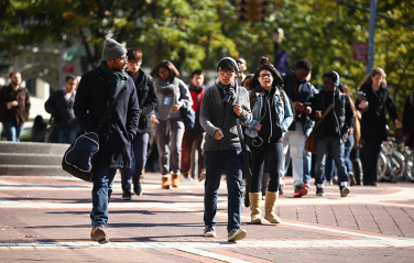 Students walking on the Brooklyn College campus