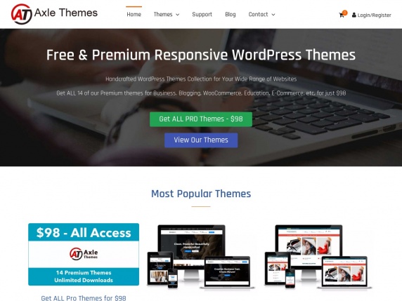 Axle Themes homepage