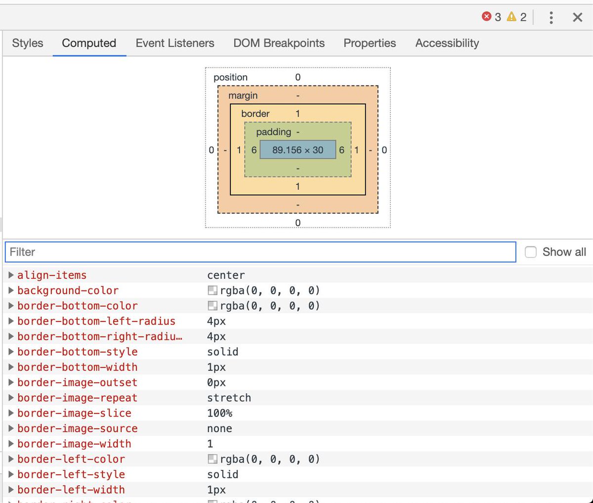 Screenshot of the Chrome DevTools Computed tab
