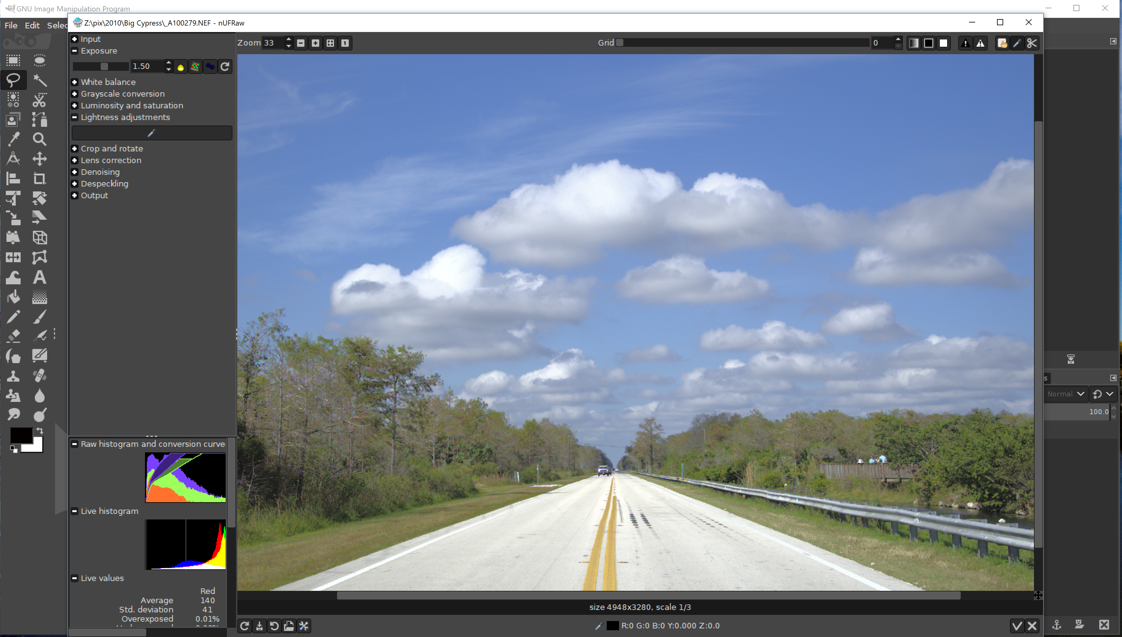 GIMP 2.10.12 with NUFRaw Raw Editor