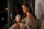 Купить «woman with garland lights in glass mug at home», фото № 33444751, снято 19 января 2020 г. (c) Syda Productions / Фотобанк Лори
