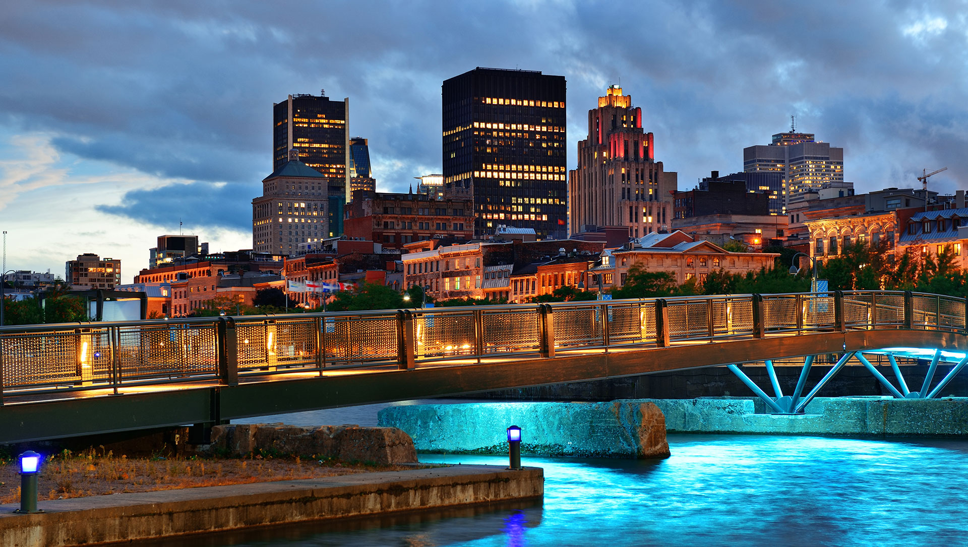 Montreal city skyline at night