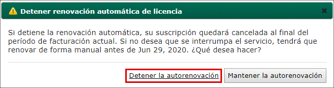 Detener la autorenovación