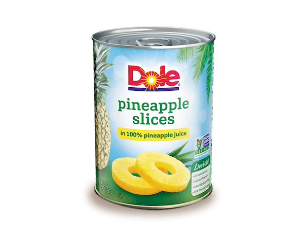 Image contains Dole Canned Pineapple Chunks in 100% Pineapple Juice