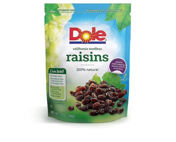 Image contains Dole California Seedless Raisins