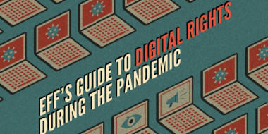 Front page of ebook, with the title "EFF's guide to digital rights during the pandemic" 