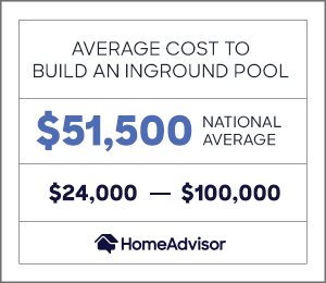 the average cost to build an inground pool is $51,500 or between $24,000 and $100,000