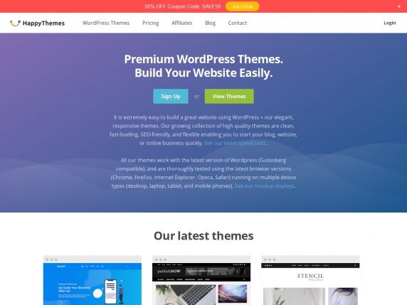 HappyThemes homepage