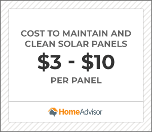 the average cost to maintain and clean solar panels is $3 to $10 per panel.