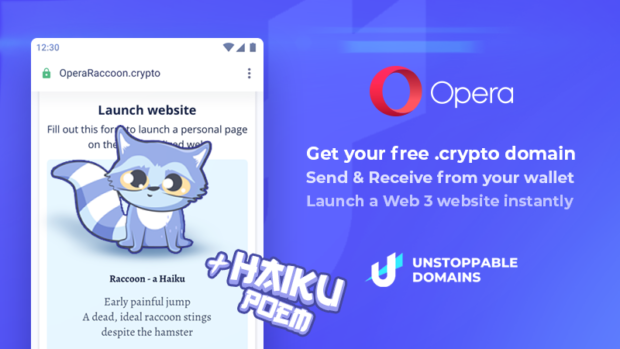 Secure a .crypto domain with Unstoppable domains and Opera