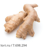 Fresh ginger root or rhizome isolated on white background cutout. Стоковое фото, фотограф Natalja Stotika / Фотобанк Лори