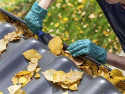 cleaning gutters