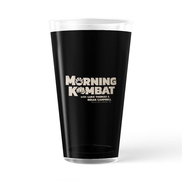 Morning Kombat Logo with Names 17 oz Pint Glass