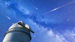 Meteors from Perseids meteor shower, 2017 behind the Milky Way observatory, Calgary, Canada.