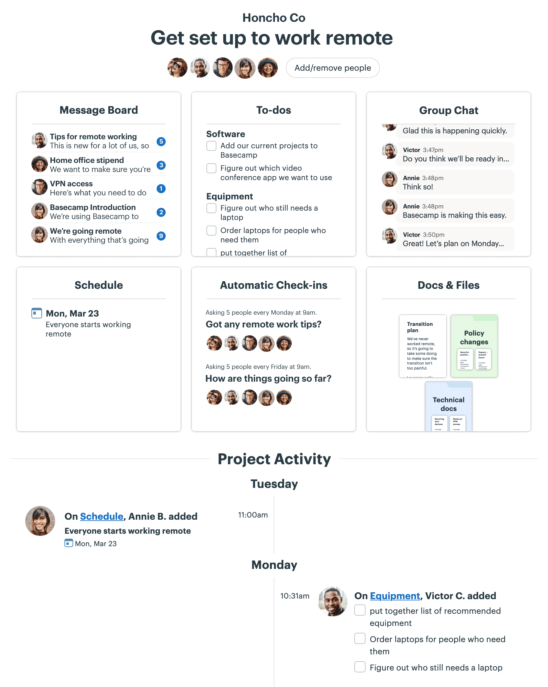 here's what a Basecamp project looks like